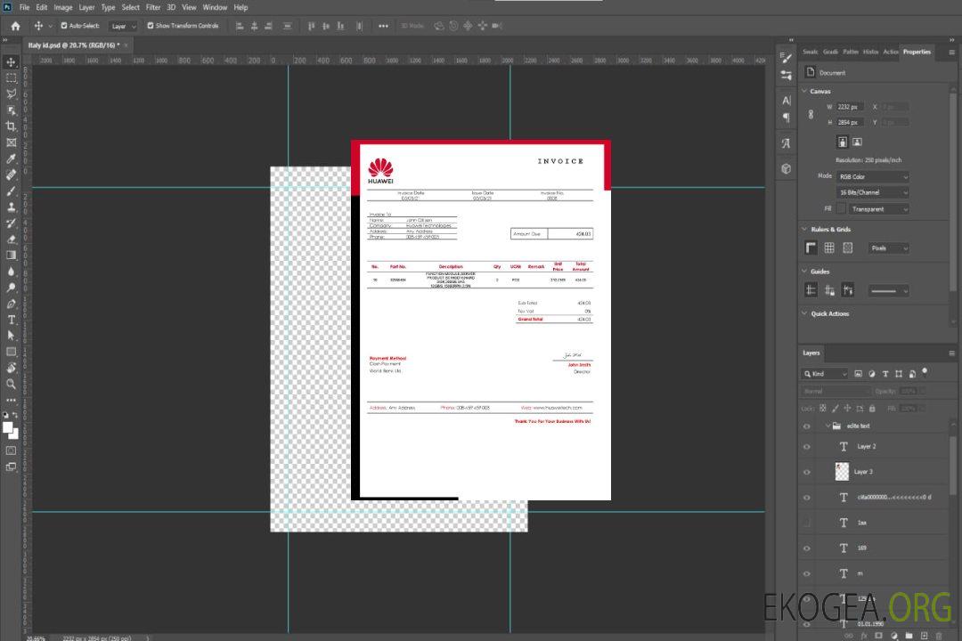 Modèle de facture Huawei aux États , Unis template